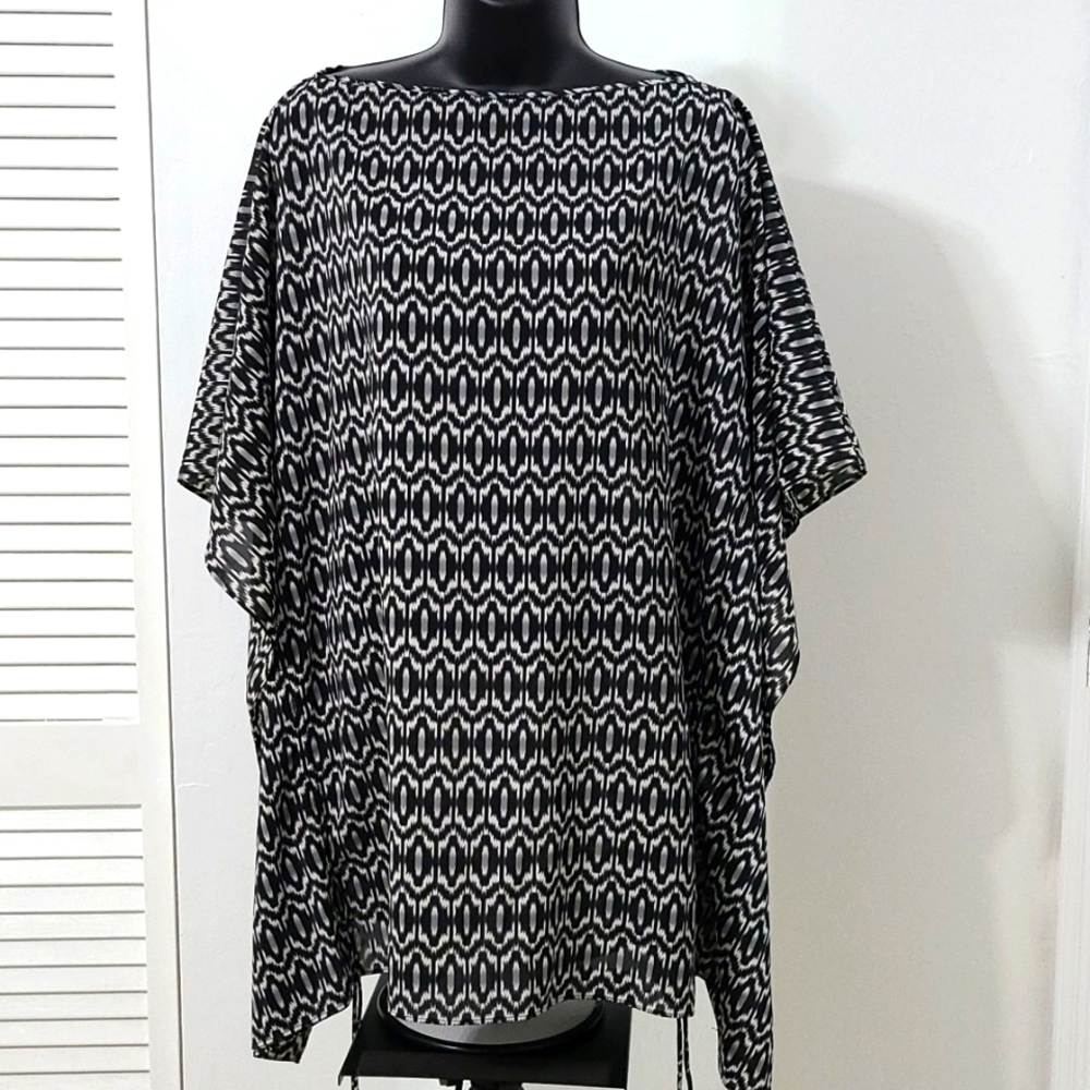 CARMEN MARC VALVO Resort Wear, Caftan Swim Cover Up, Tunic Top, Midi Dress XS/S